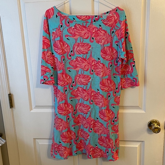 Lily Pulitzer Flamingo 3/4 sleeve dress